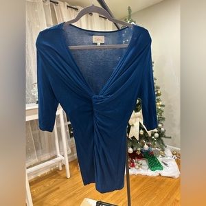 Deletta Elegant Royal Blue Twist-Front Dress